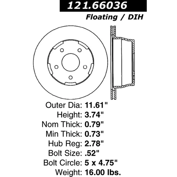 Centric 121.66036 Brake Rotor Rear