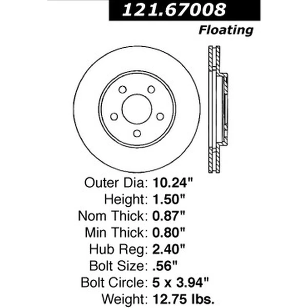 Centric 121.67008 Brake Rotor Front