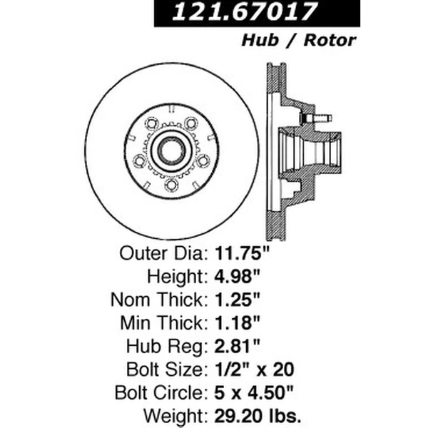 Centric 121.67017 Brake Rotor Front
