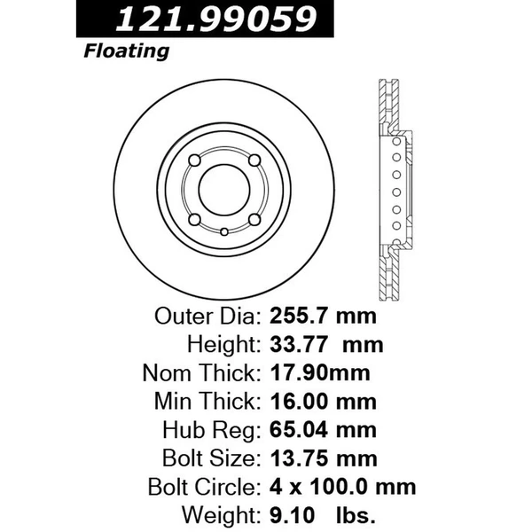 Centric 121.99059 Brake Rotor Front