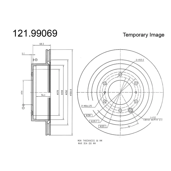 Centric 121.99069 Brake Rotor Rear