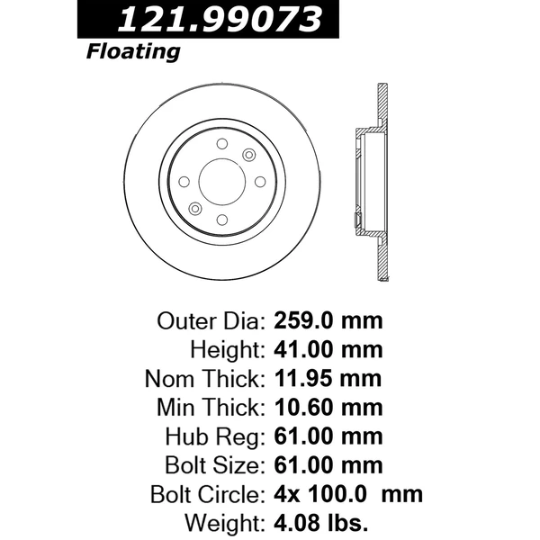 Centric 121.99073 Brake Rotor Front