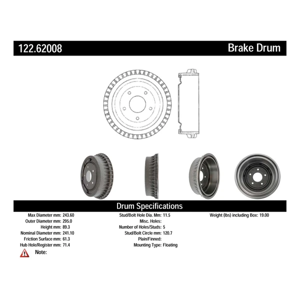 Brake Drum - Centric 122.62008