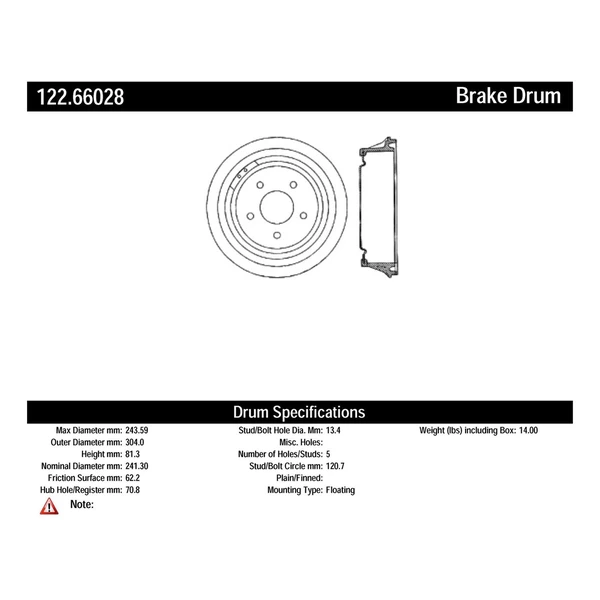 Brake Drum - Rear Side - Centric 122.66028