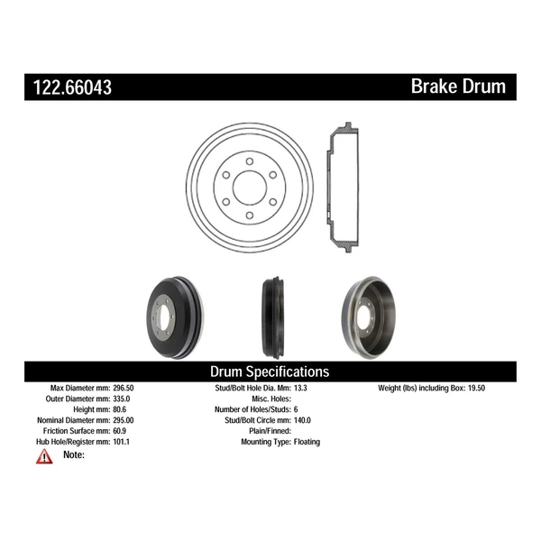Brake Drum - Rear Side - Centric 122.66043