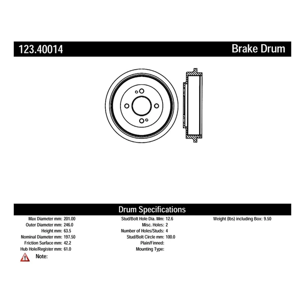 Brake Drum - Rear Side - Centric 123.40014