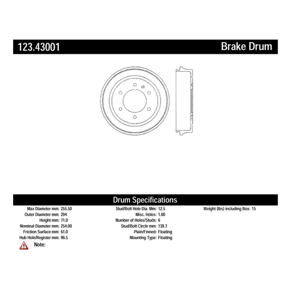 Brake Drum - Rear Side - Centric 123.43001