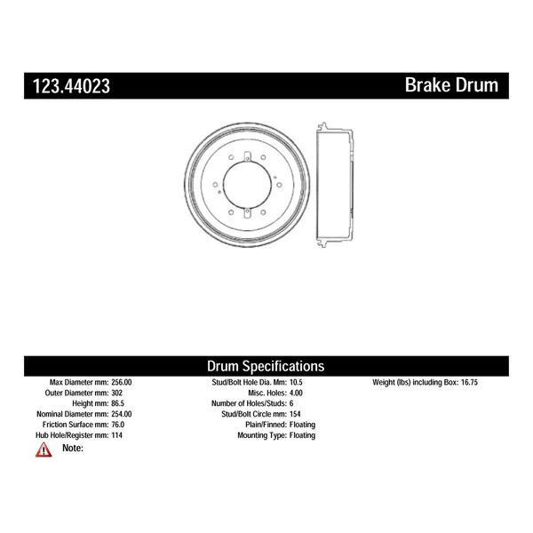 Brake Drum - Rear Side - Centric 123.44023