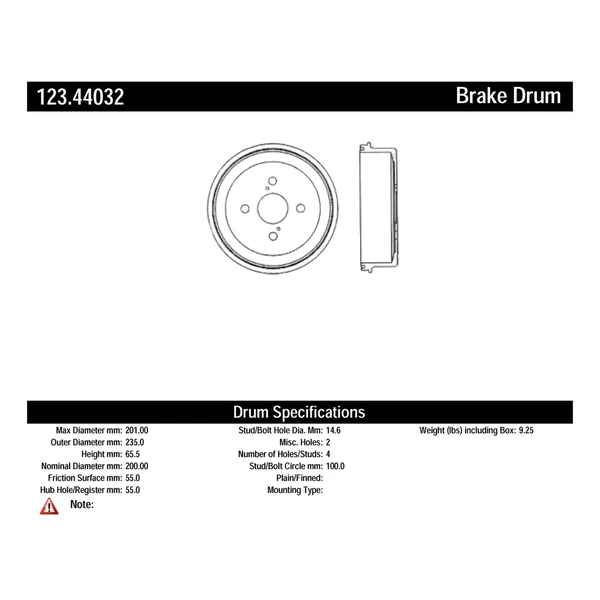 Brake Drum - Rear Side - Centric 123.44032