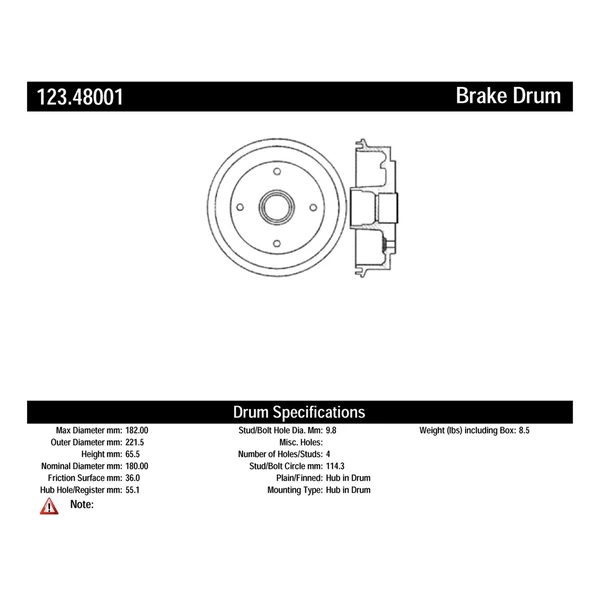 Brake Drum - Rear Side - Centric 123.48001