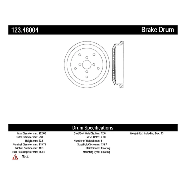 Brake Drum - Rear Side - Centric 123.48004