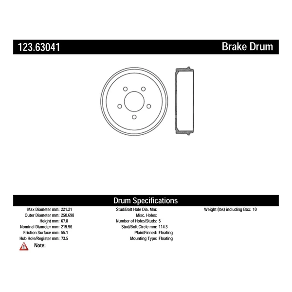 Brake Drum - Rear Side - Centric 123.63041
