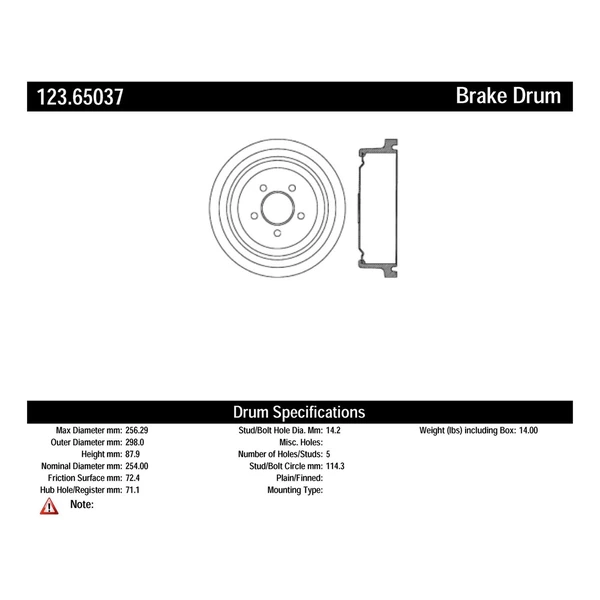 Brake Drum - Rear Side - Centric 123.65037