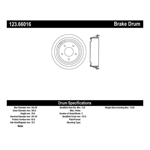 Brake Drum - Rear Side - Centric 123.66016
