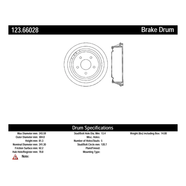 Brake Drum - Rear Side - Centric 123.66028
