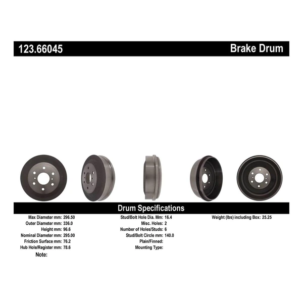 Brake Drum - Rear Side - Centric 123.66045