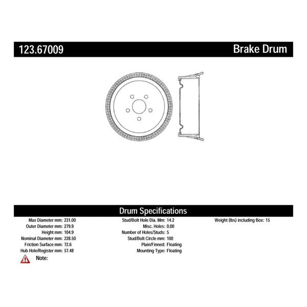 Brake Drum - Rear Side - Centric 123.67009