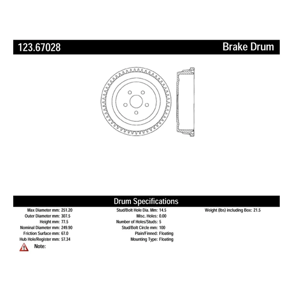 Brake Drum - Rear Side - Centric 123.67028