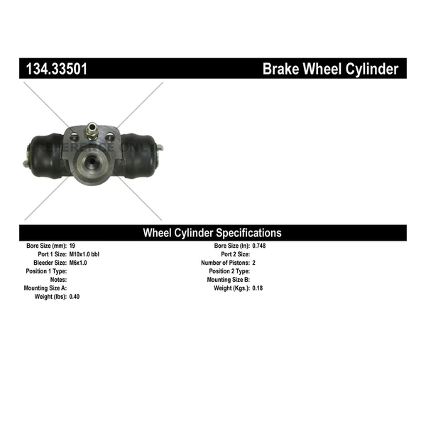 Drum Brake Wheel Cylinder - Rear Side - Centric 134.33501