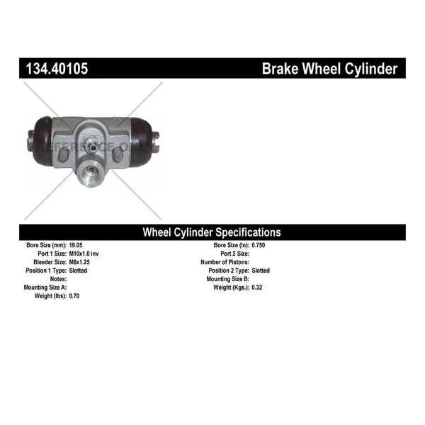 Drum Brake Wheel Cylinder - Rear Right Passenger Side - Centric 134.40105