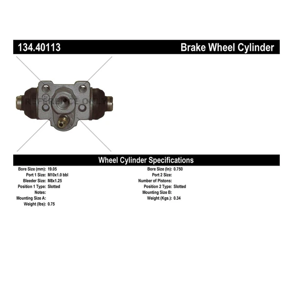Drum Brake Wheel Cylinder - Rear Right Passenger Side - Centric 134.40113