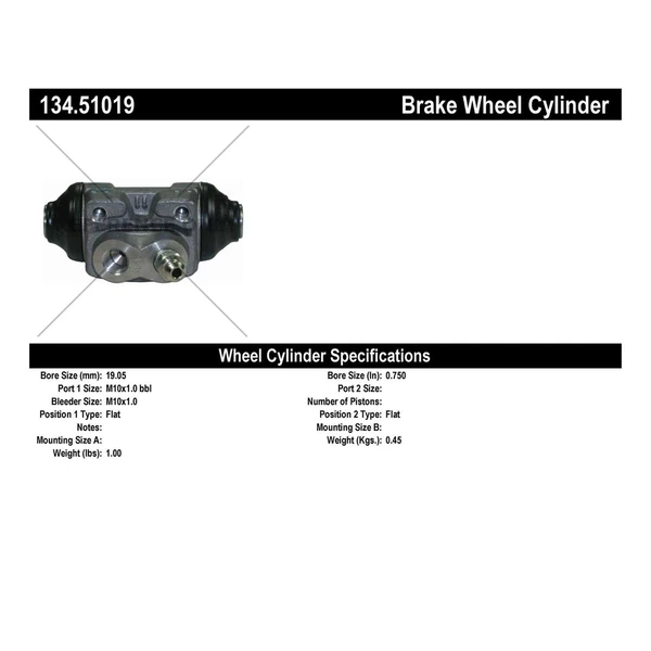 Drum Brake Wheel Cylinder - Rear Side - Centric 134.51019