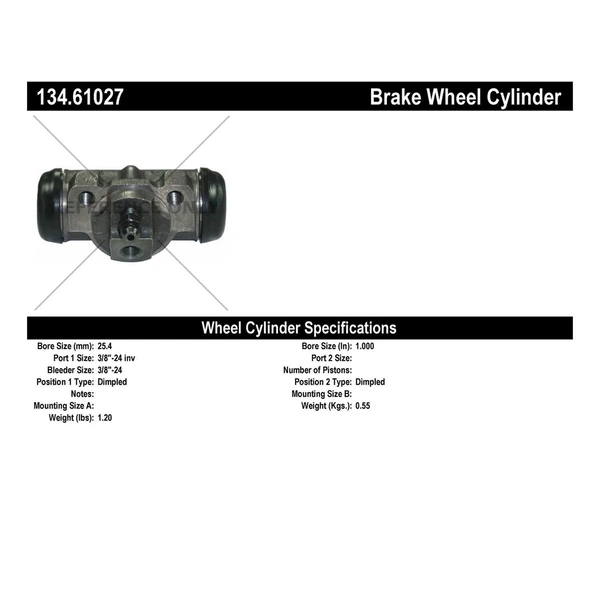 Drum Brake Wheel Cylinder - Rear Side - Centric 134.61027