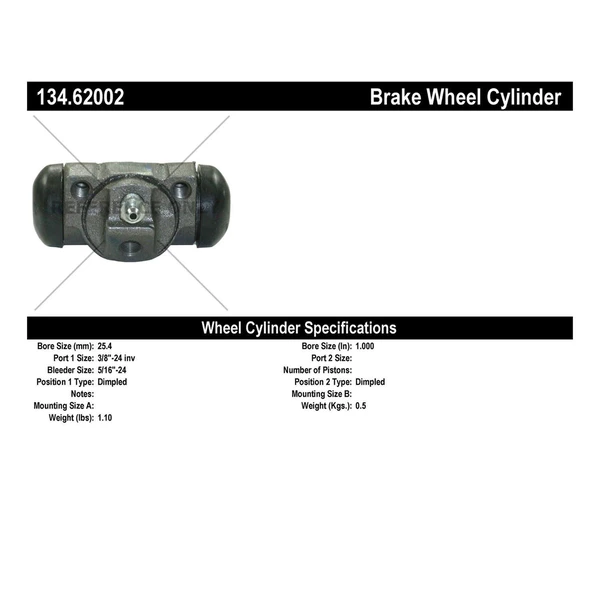 Drum Brake Wheel Cylinder - Rear Side - Centric 134.62002