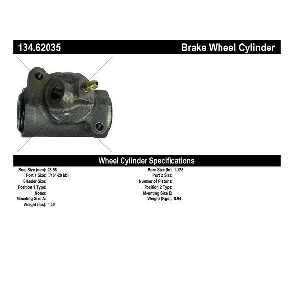 Drum Brake Wheel Cylinder - Front Left Driver Side - Centric 134.62035