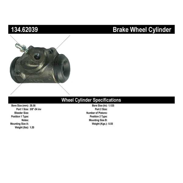 Drum Brake Wheel Cylinder - Front Right Passenger Side - Centric 134.62039