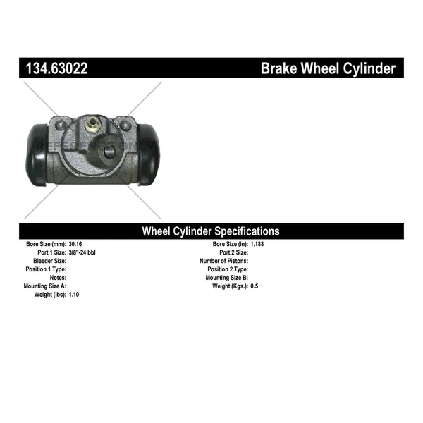 Drum Brake Wheel Cylinder - Front Right Passenger Side - Centric 134.63022