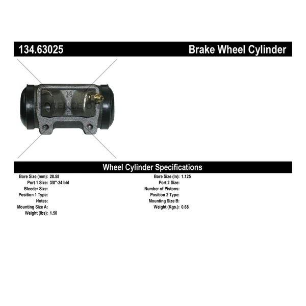 Drum Brake Wheel Cylinder - Front Left Driver Side - Centric 134.63025