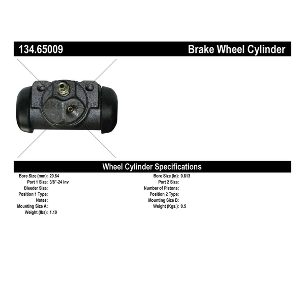 Drum Brake Wheel Cylinder - Rear Right Passenger Side - Centric 134.65009