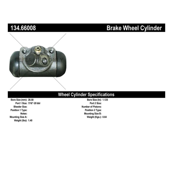 Drum Brake Wheel Cylinder - Centric 134.66008