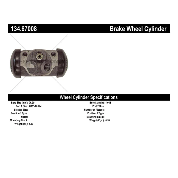 Drum Brake Wheel Cylinder - Centric 134.67008