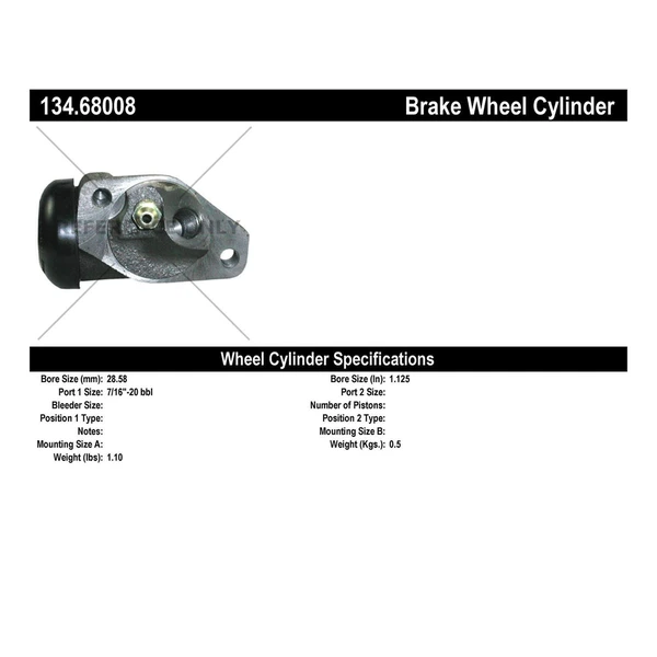 Drum Brake Wheel Cylinder - Front Right Passenger Side - Centric 134.68008