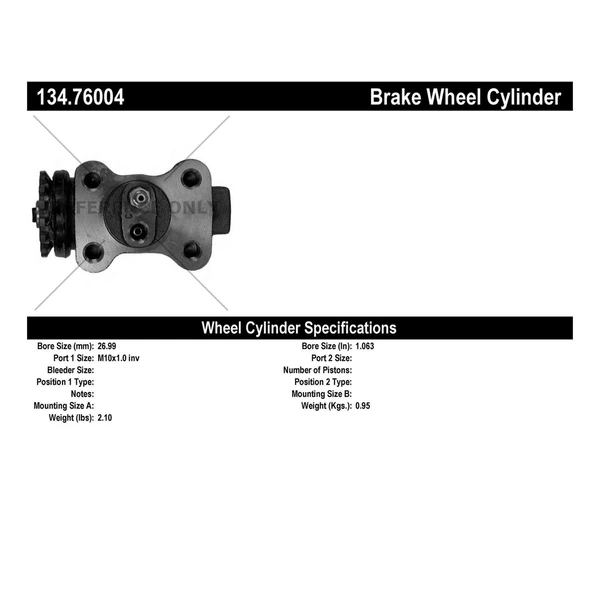 Drum Brake Wheel Cylinder - Front Right Passenger Side - Centric 134.76004