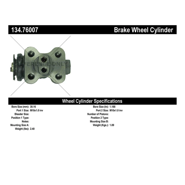 Drum Brake Wheel Cylinder - Front Left Driver Side - Centric 134.76007
