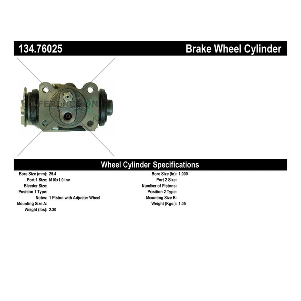 Drum Brake Wheel Cylinder - Rear Right Forward - Centric 134.76025