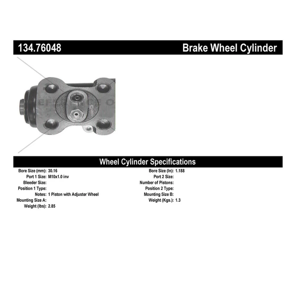 Drum Brake Wheel Cylinder - Rear Right Forward - Centric 134.76048