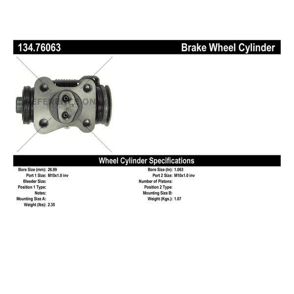 Drum Brake Wheel Cylinder - Rear Right Rearward - Centric 134.76063