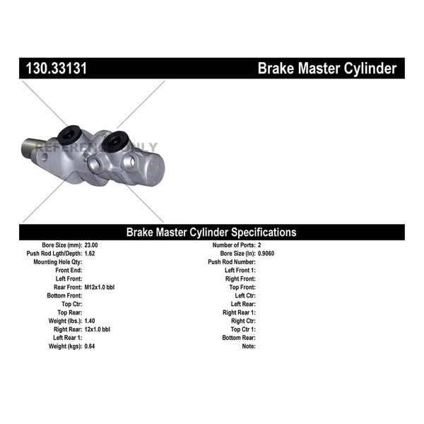 Brake Master Cylinder - Centric 130.33131