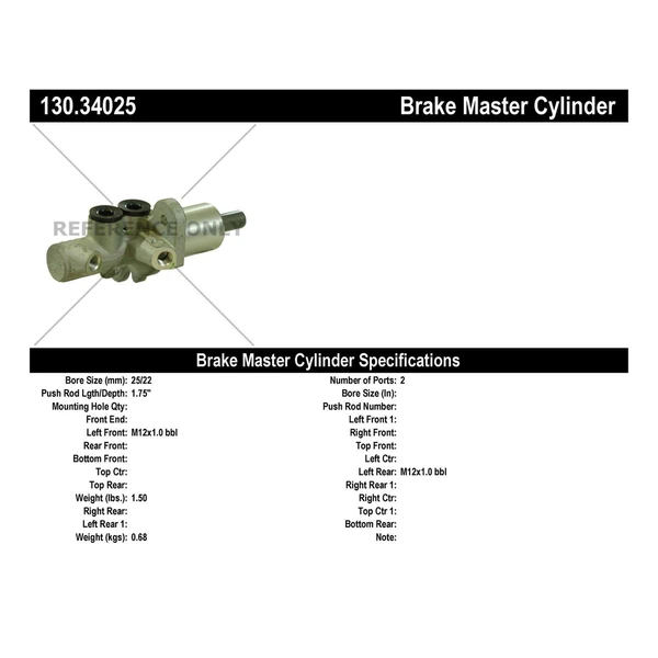 Brake Master Cylinder - Centric 130.34025