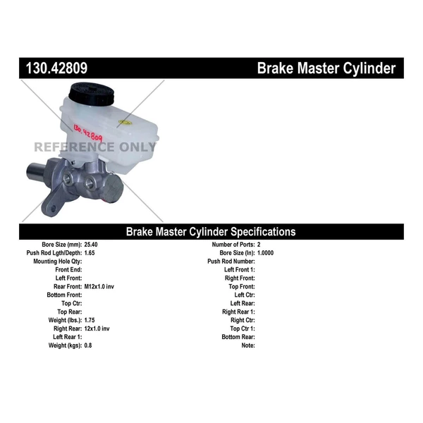 Brake Master Cylinder - Centric 130.42809