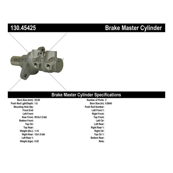Brake Master Cylinder - Centric 130.45425