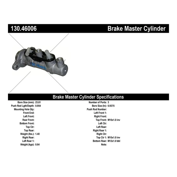 Brake Master Cylinder - Centric 130.46006