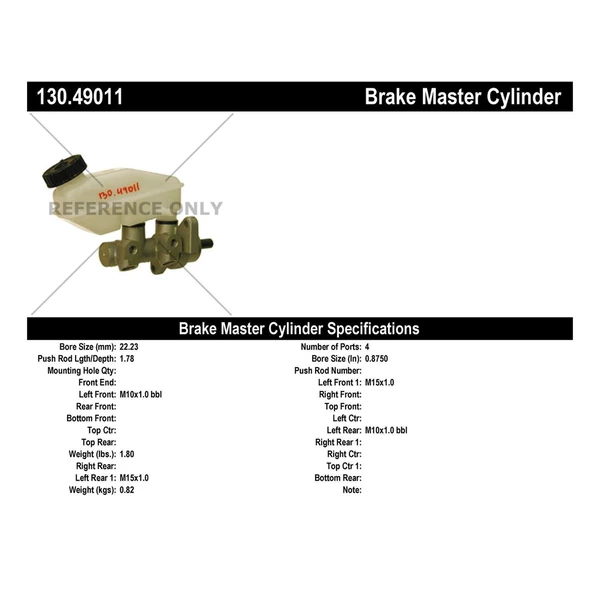 Brake Master Cylinder - Centric 130.49011