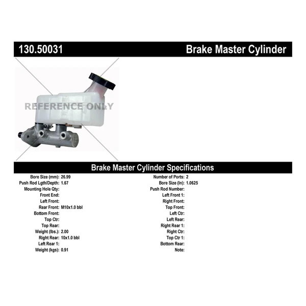 Brake Master Cylinder - Centric 130.50031