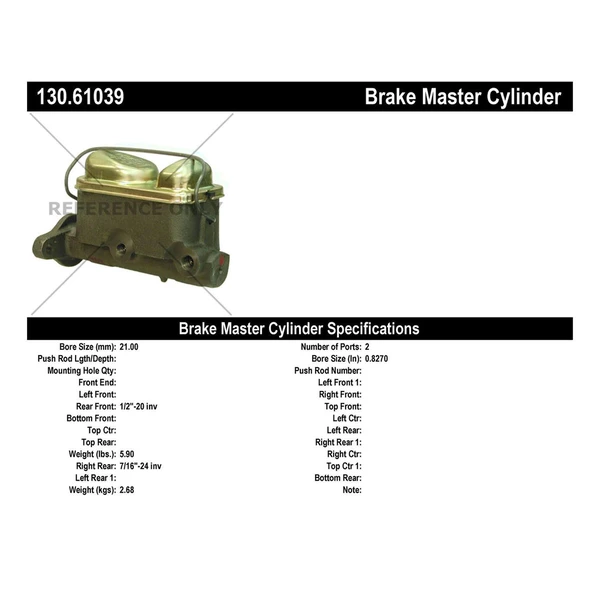 Brake Master Cylinder - Centric 130.61039