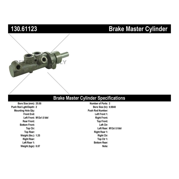 Brake Master Cylinder - Centric 130.61123